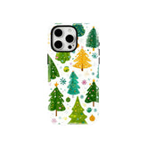 Wagmade Whimsical Christmas Shockproof Phone Case for iPhone - Colorful Holiday Trees & Snowflakes