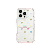Wagmade Sweet Pastel Hearts Shockproof Phone Case for iPhone - Translucent Pink with Love Script