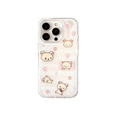 Wagmade Kawaii Bear & Strawberry Clear Shockproof Phone Case for iPhone - Beige & Pink Pattern