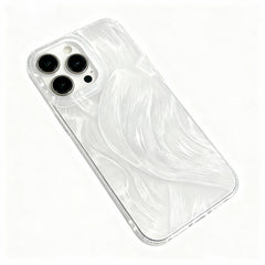 Wagmade Elegant White Brushstroke Shockproof Phone Case for iPhone - Pearlescent Abstract Texture