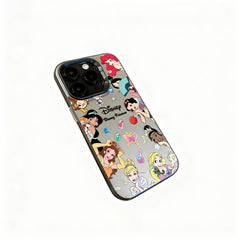 Wagmade Enchanted Princess Collage Shockproof Phone Case for iPhone - Silver Sticker Art Pattern
