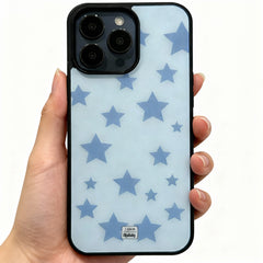 Wagmade Aesthetic Starry Shockproof Phone Case for iPhone - Pastel Blue & Indigo Stars