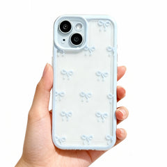 Wagmade Coquette Aesthetic 3D Bow Shockproof Phone Case for iPhone - Pastel Baby Blue
