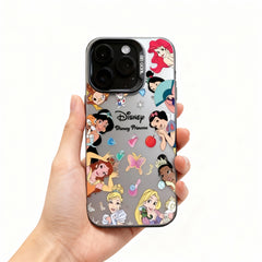 Wagmade Enchanted Princess Collage Shockproof Phone Case for iPhone - Silver Sticker Art Pattern