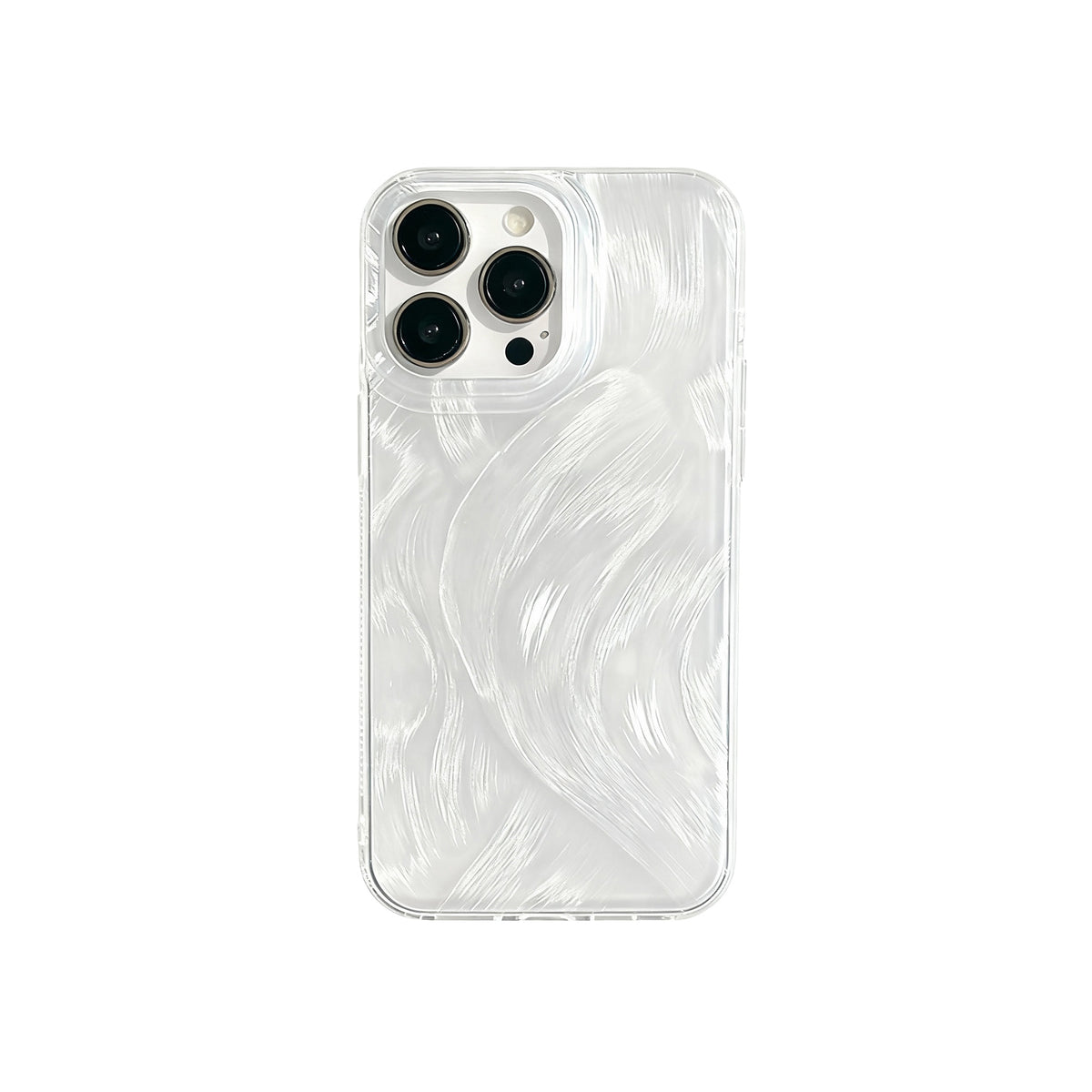 Wagmade Elegant White Brushstroke Shockproof Phone Case for iPhone - Pearlescent Abstract Texture