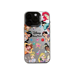 Wagmade Enchanted Princess Collage Shockproof Phone Case for iPhone - Silver Sticker Art Pattern