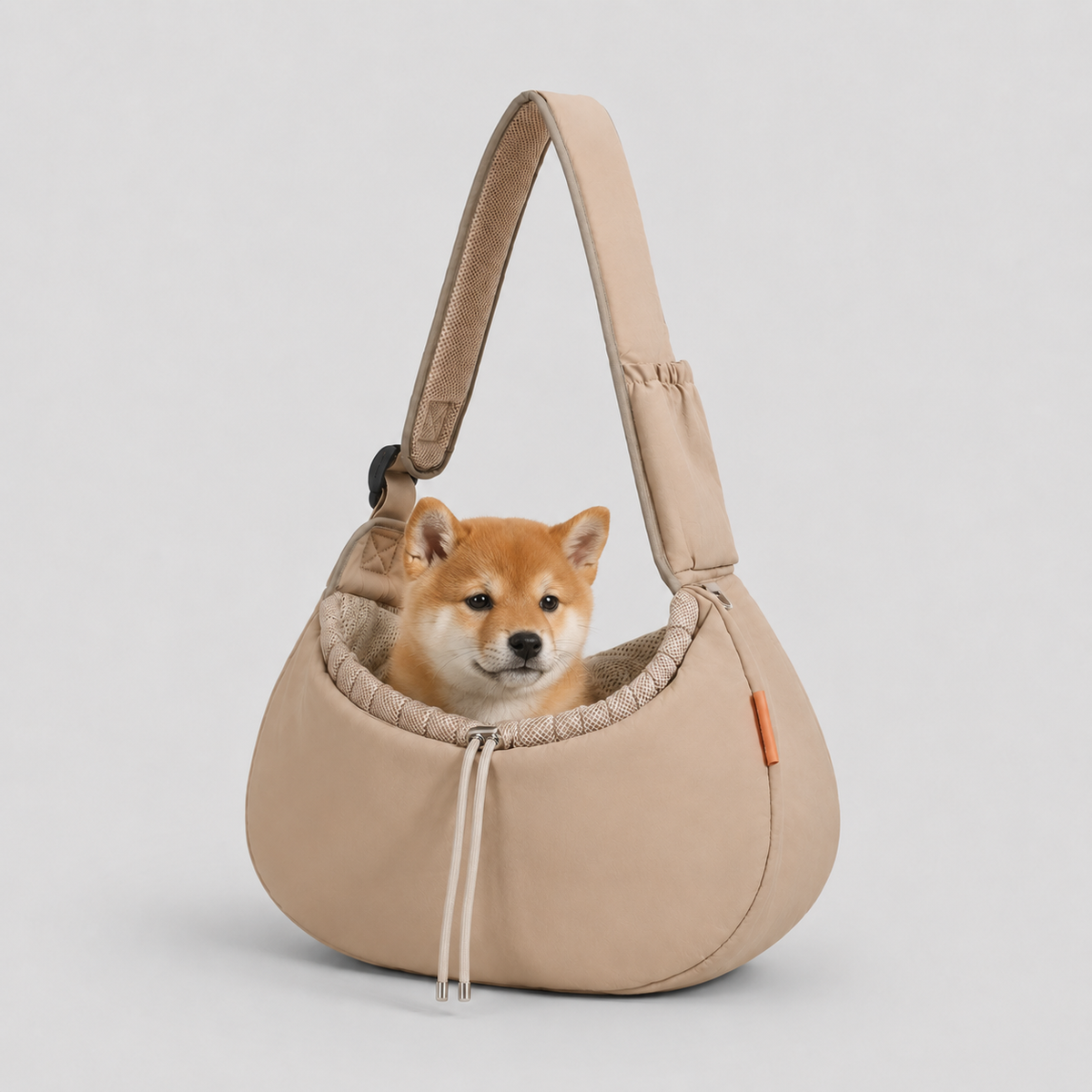 Small pet in Crescent Pet Sling Bag - cozy shoulder carry for city outings